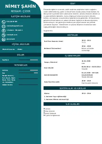 Ressam Cv Örnekleri cv indir